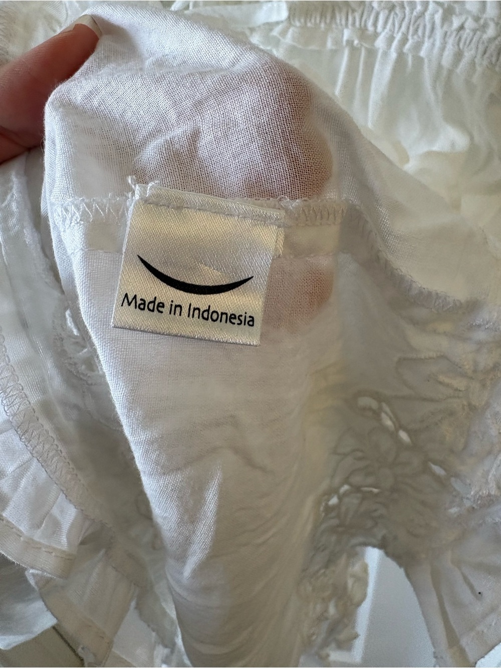White Cotton Boho Swim Cover Up Dress Small Ruffle Trim Beach Resort Cottagecore - Picture 6 of 6
